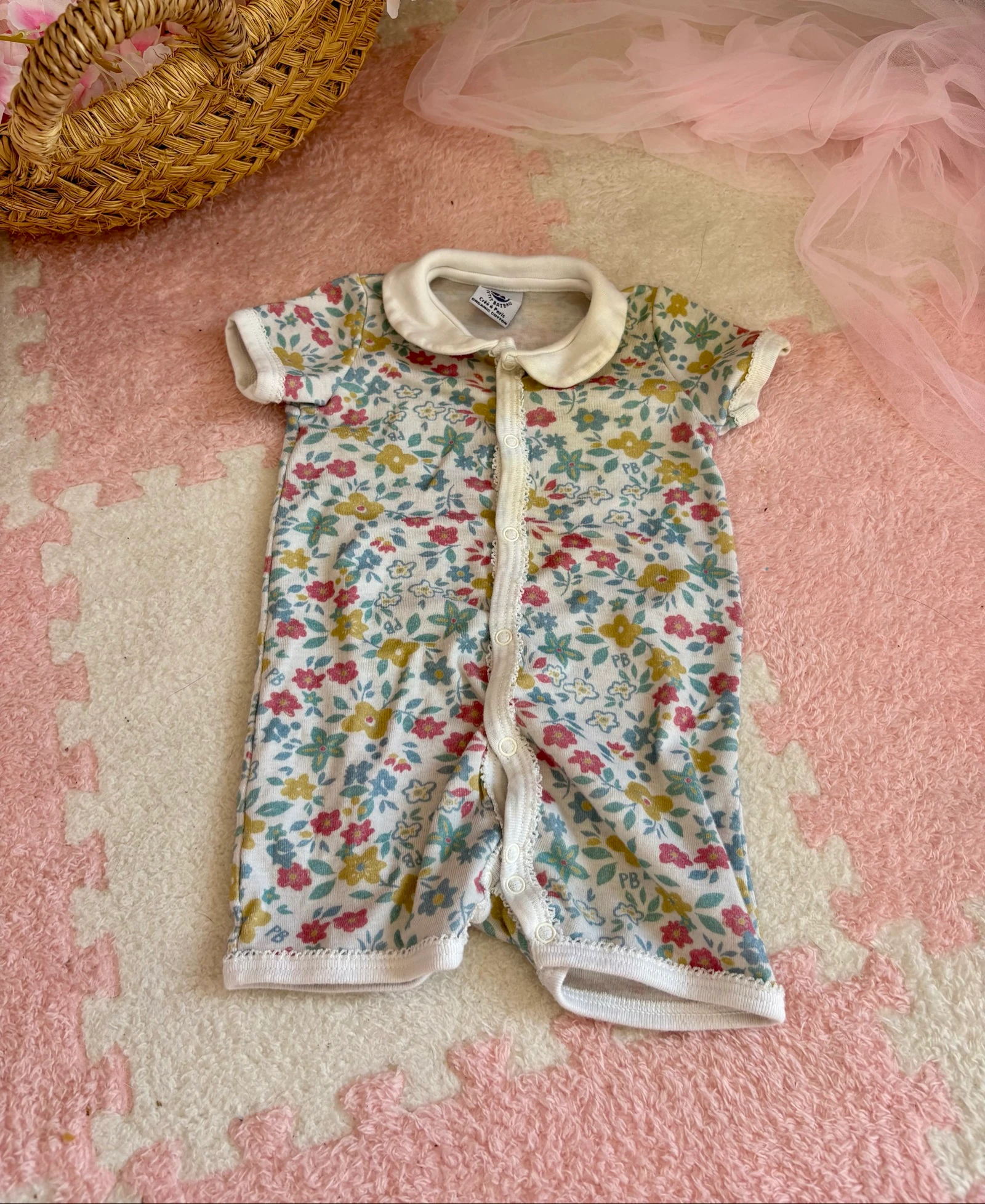 Barboteuse bébé fille Petit Bateau 3 mois fleurie – Col Claudine